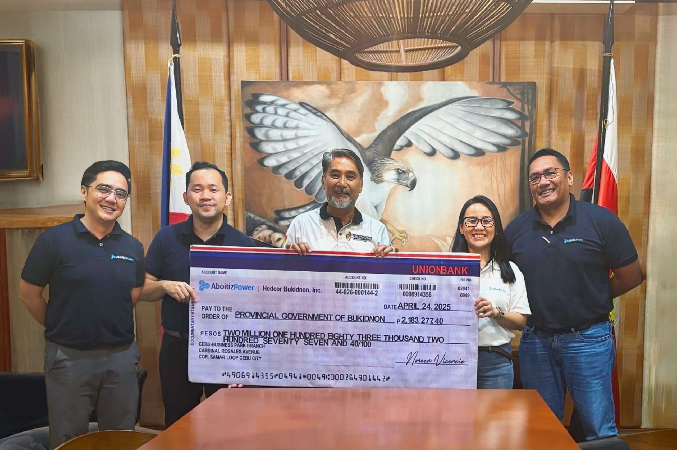 Bukidnon Gets PHP 5.7M in Clean Energy Shares from AboitizPower’s Hedcor